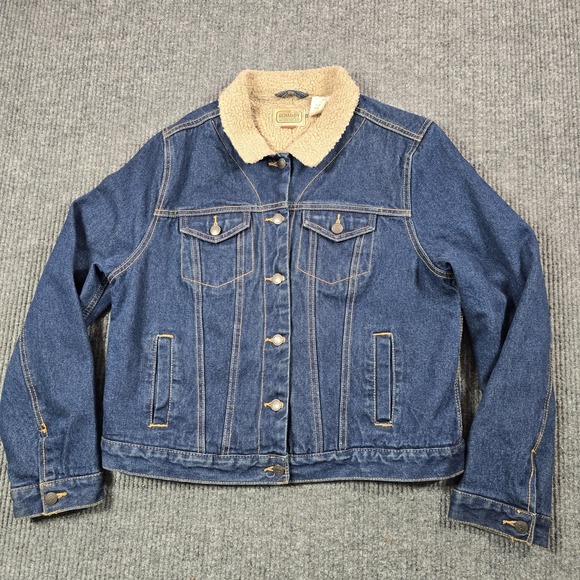 C.E. Schmidt Workwear Jacket Womens XL Blue Denim Lined Sherpa Collar Pockets - Picture 2 of 12